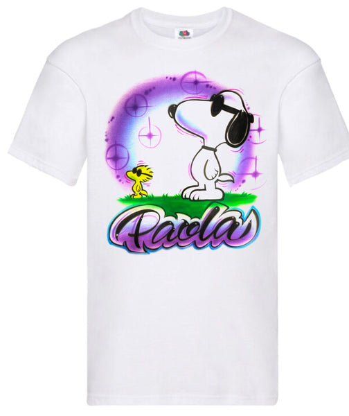Snoopy & Woodstock Bold Script- up to 1 Word & 2 background Colors