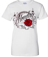 Rose below name/words